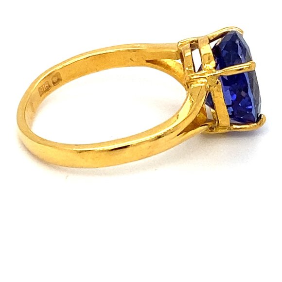 Tanzanite 5.10ct Solid 22K Yellow Gold Ring - Picture 5 of 8